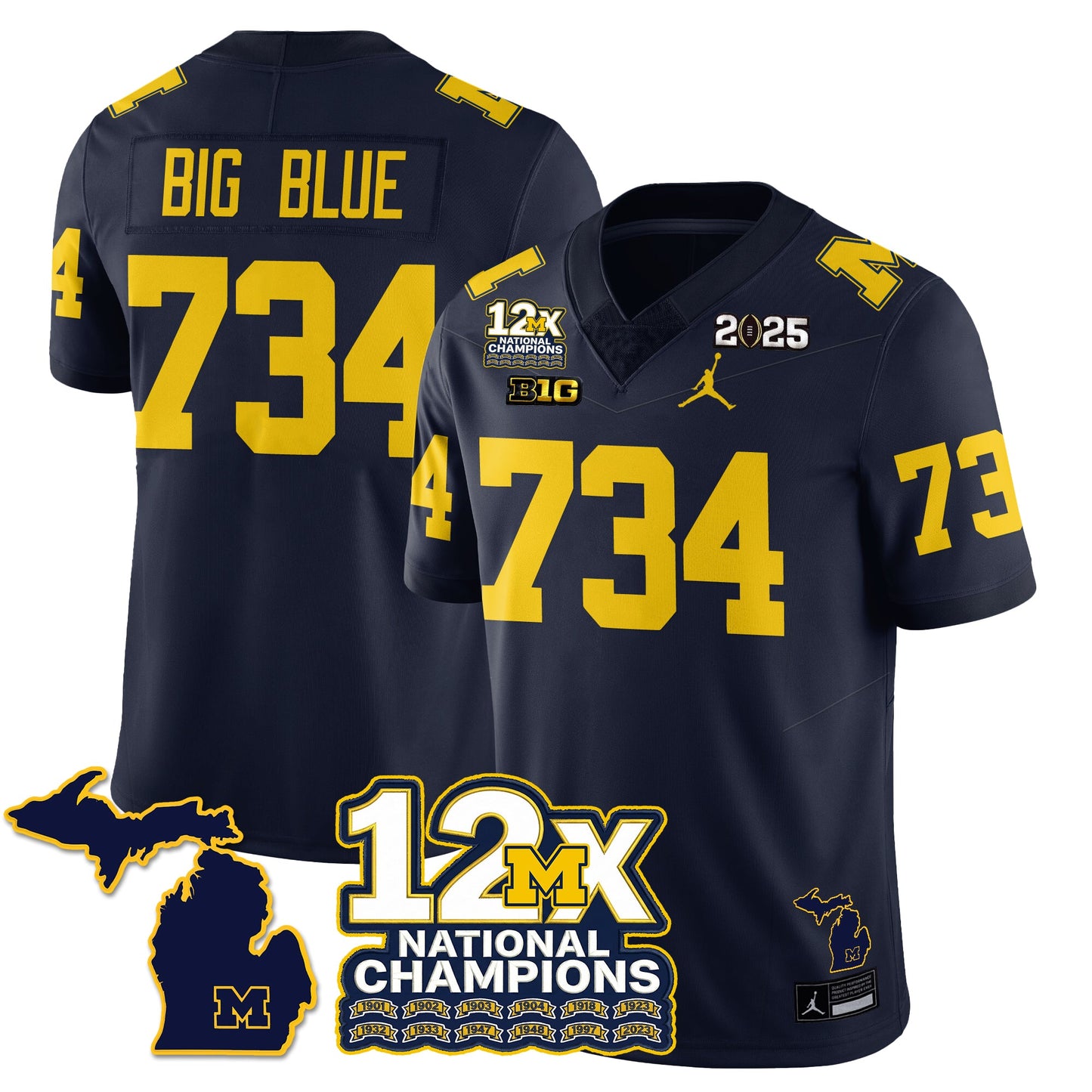 MICH 12x-Time National Champions Vapor Limited Football Jersey - All Stitched