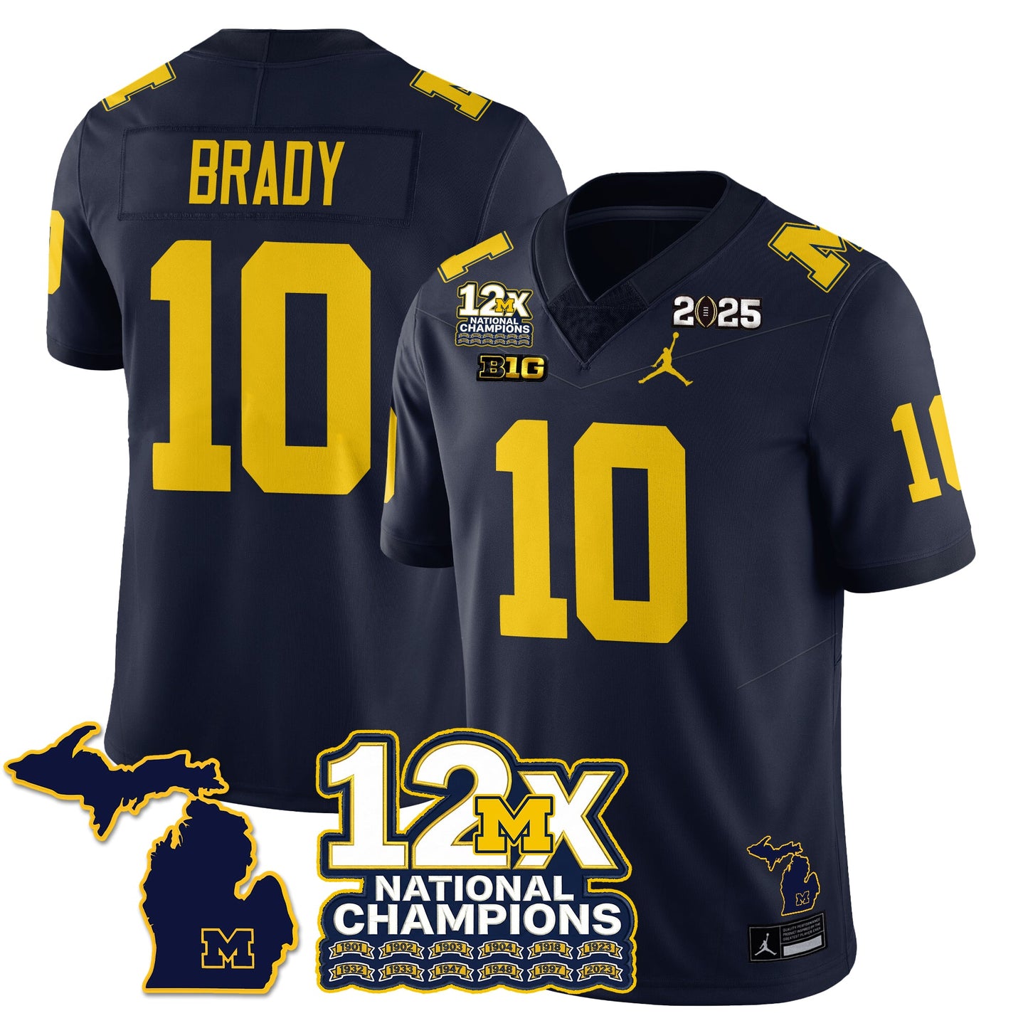 MICH 12x-Time National Champions Vapor Limited Football Jersey - All Stitched