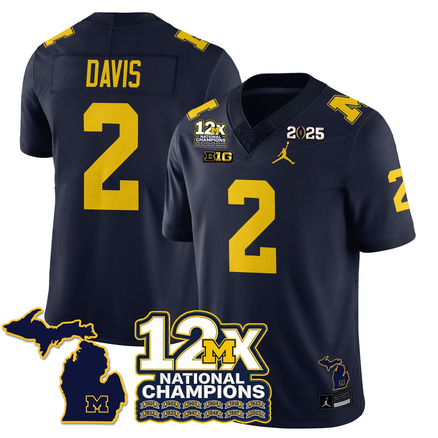 MICH 12x-Time National Champions Vapor Limited Football Jersey - All Stitched