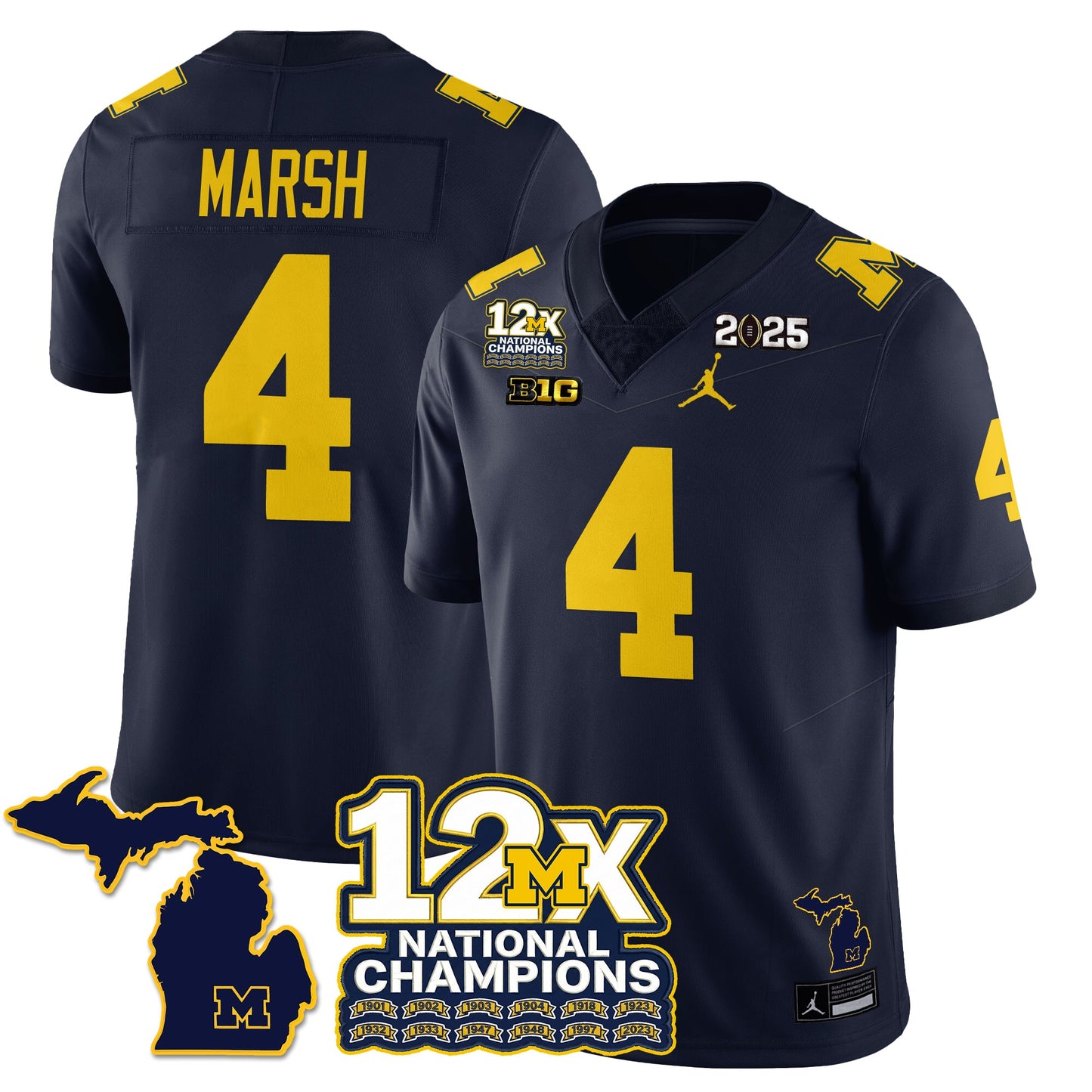 MICH 12x-Time National Champions Vapor Limited Football Jersey - All Stitched
