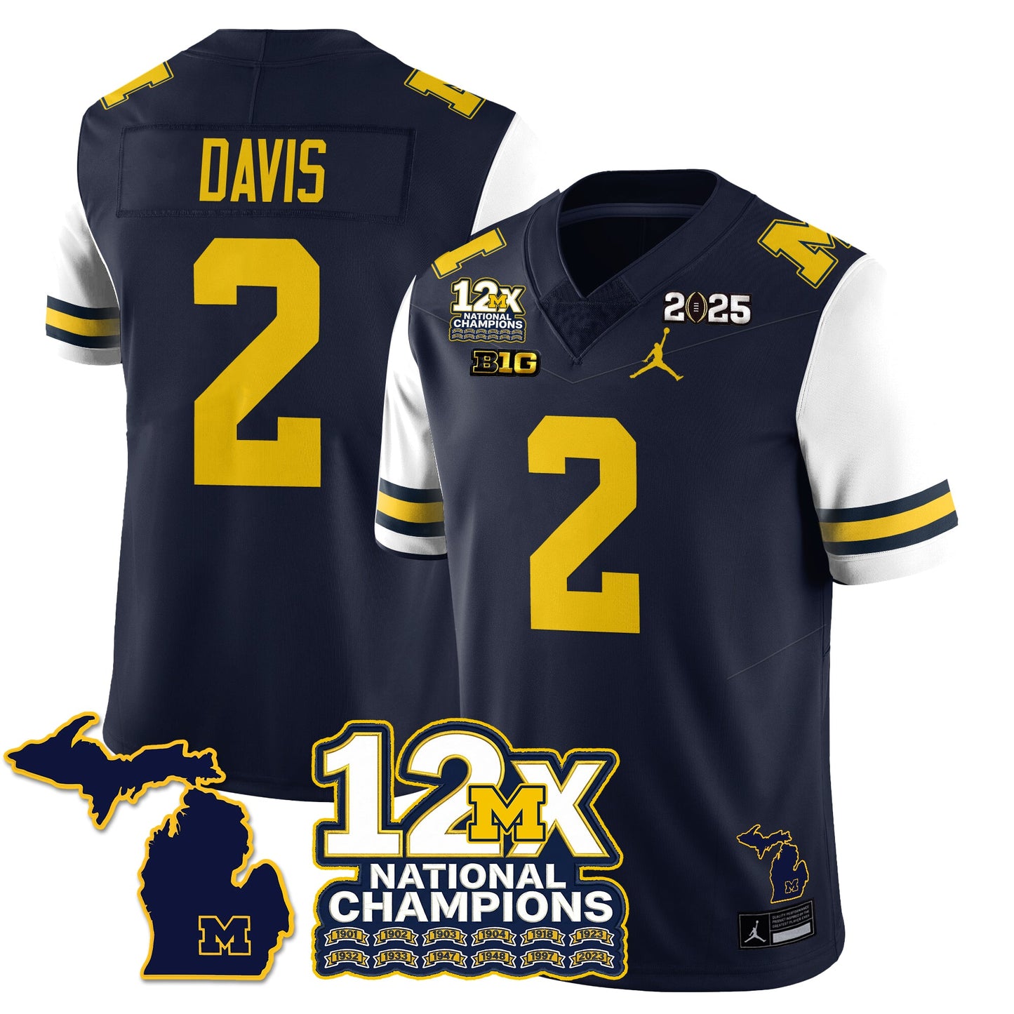 MICH 12x-Time National Champions Vapor Limited Football Jersey - All Stitched
