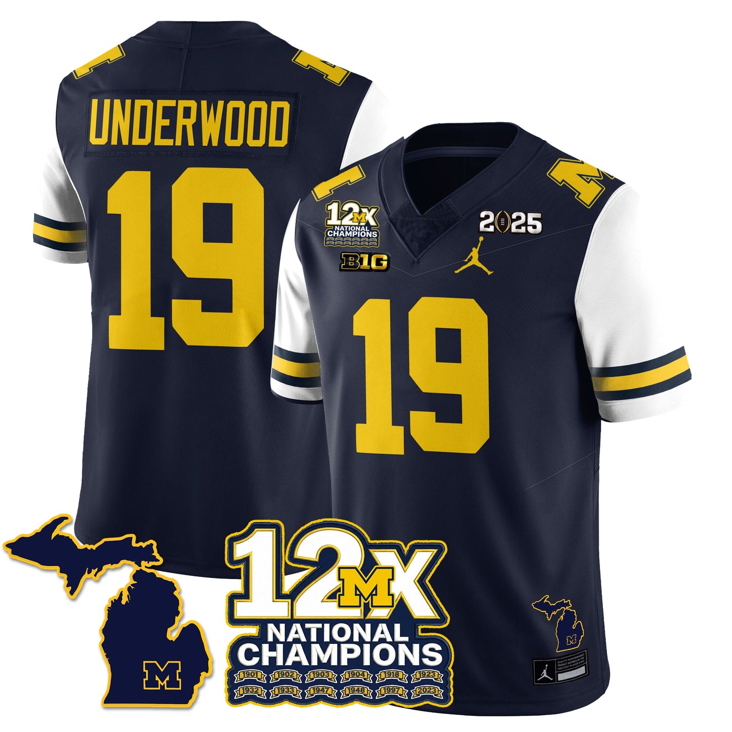 MICH 12x-Time National Champions Vapor Limited Football Jersey - All Stitched