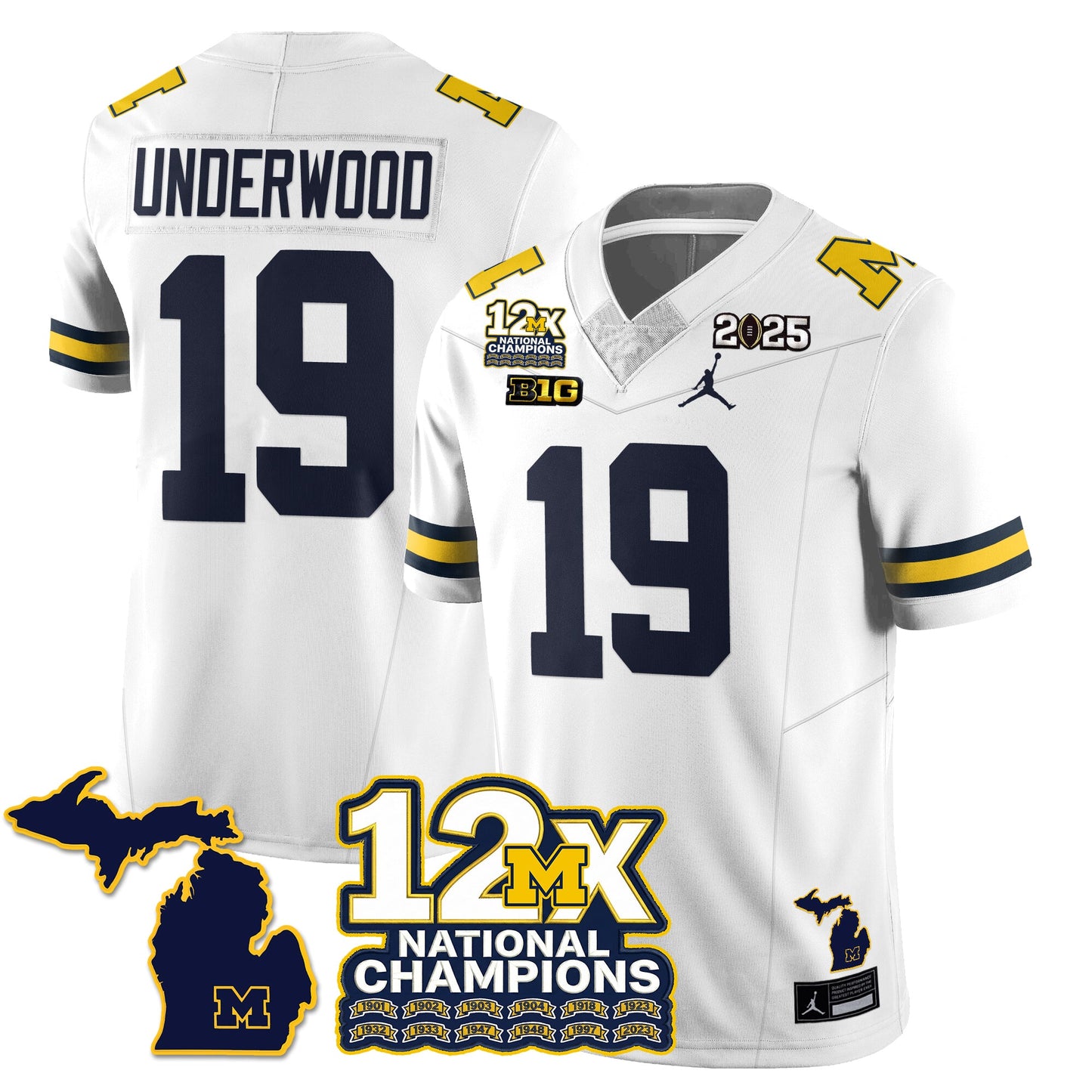 MICH 12x-Time National Champions Vapor Limited Football Jersey - All Stitched