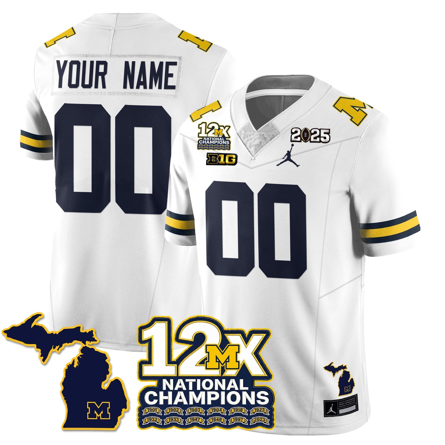 MICH 12x-Time National Champions Vapor Limited Football Jersey - All Stitched