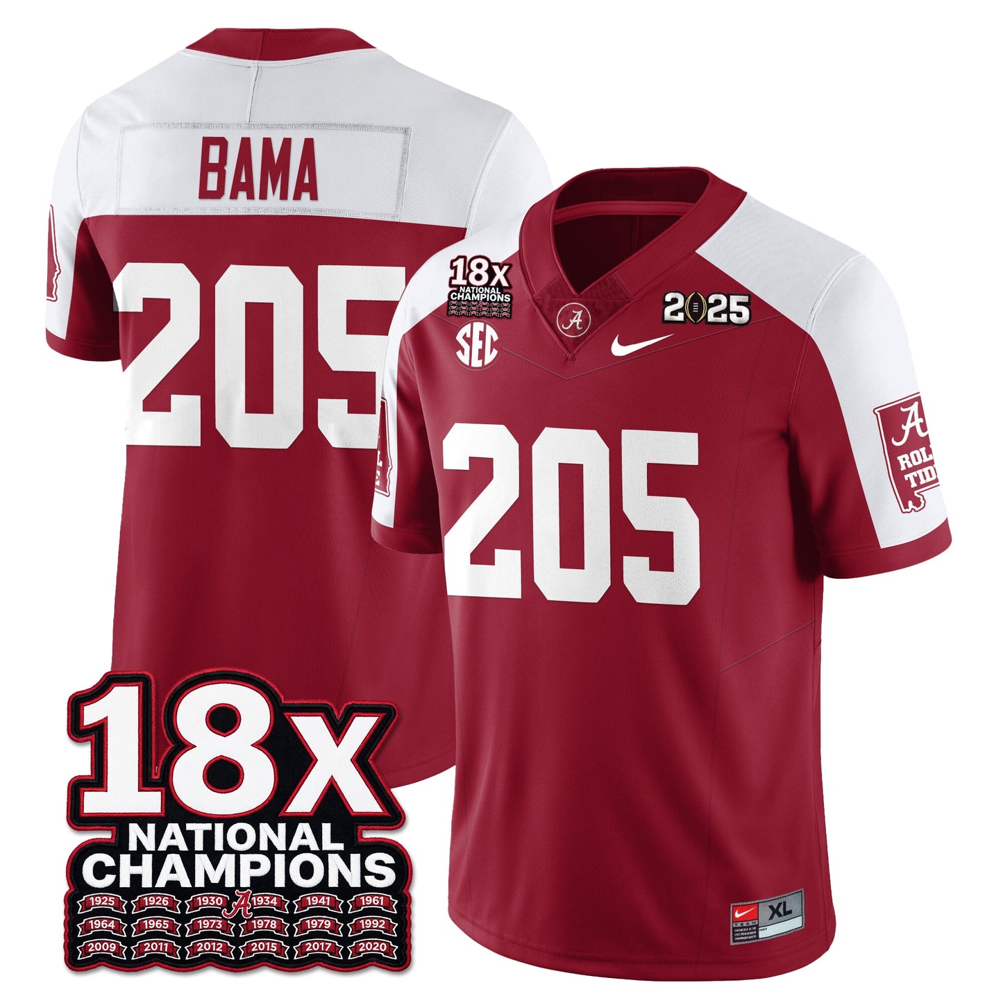 BAMA 18x-Time National Champions Vapor Limited Football Jersey - All Stitched
