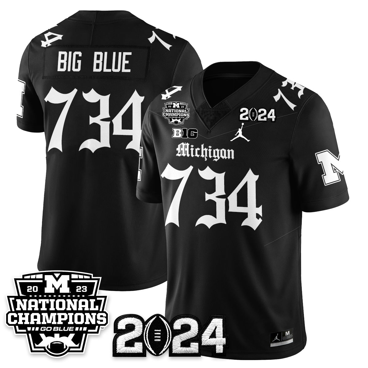 MICH Gothic 2023 National Champions Vapor Limited Football Jersey - All Stitched