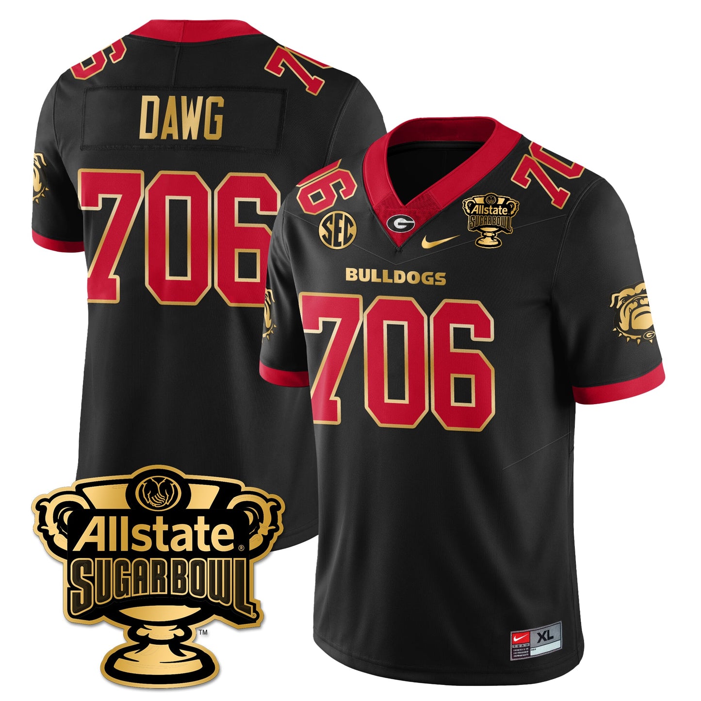 UGA Vapor Limited Football Jersey - Sugar Bowl - All Stitched