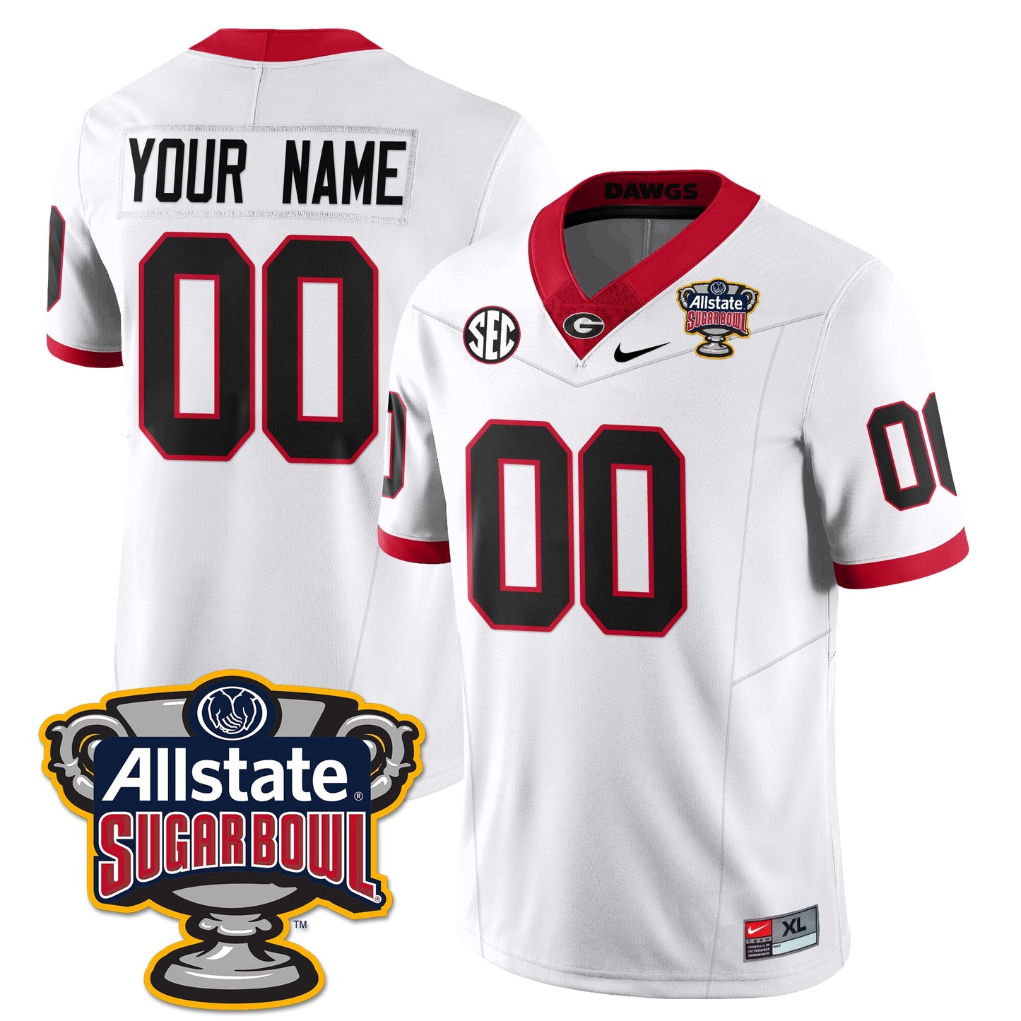 UGA Vapor Limited Football Jersey - Sugar Bowl - All Stitched
