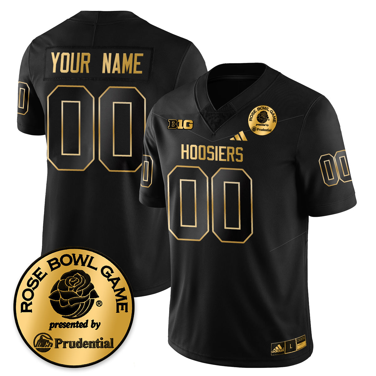 Custom Indiana H Vapor Limited Football Gold Jersey - Rose Bowl - All Stitched