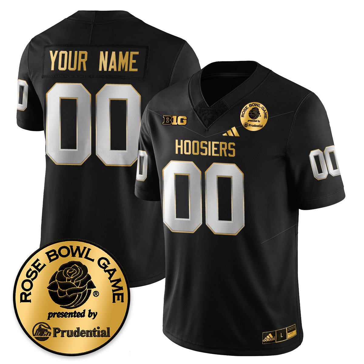 Custom Indiana H Vapor Limited Football Gold Jersey - Rose Bowl - All Stitched