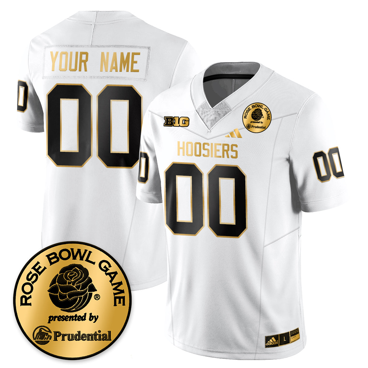 Custom Indiana H Vapor Limited Football Gold Jersey - Rose Bowl - All Stitched
