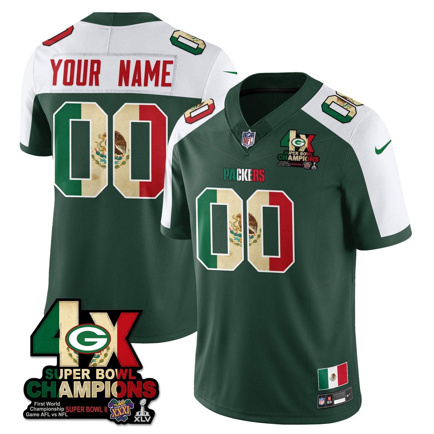 GB Mexico Vapor Limited Custom Jersey - All Stitched