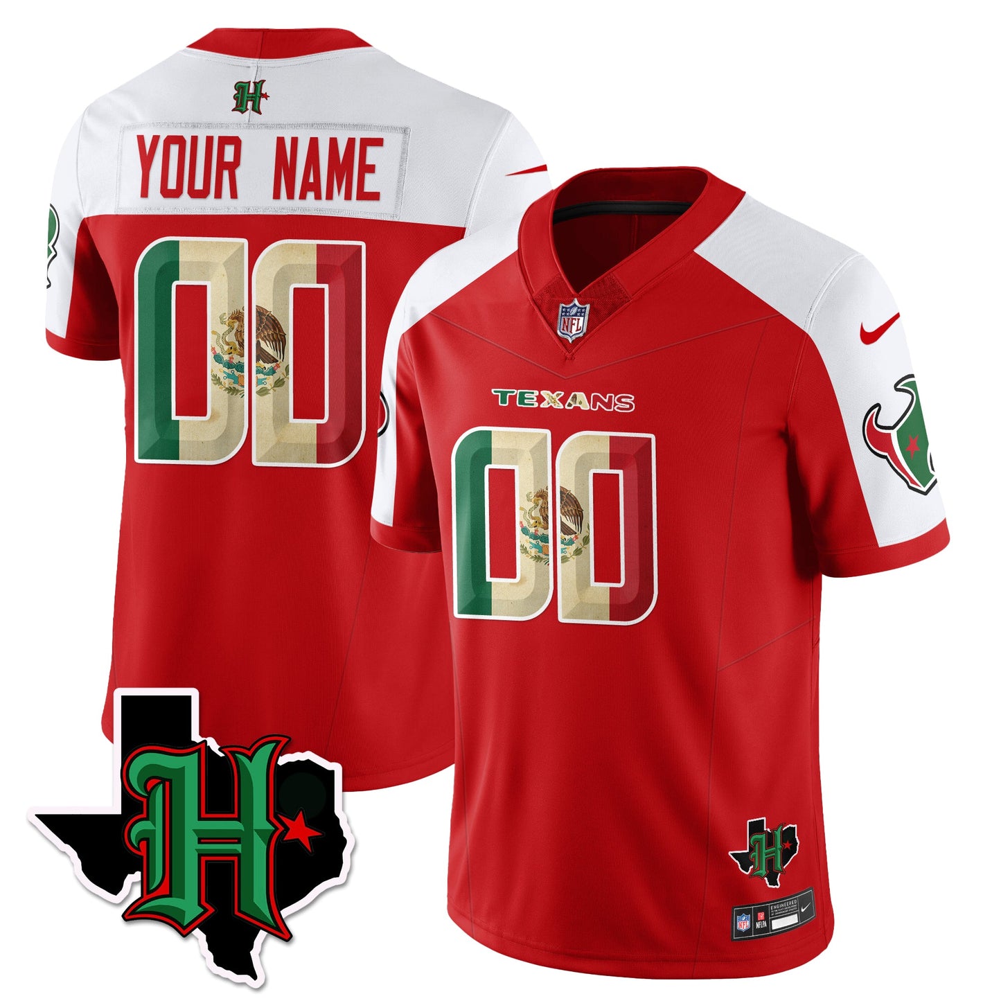 HOU Mexico Vapor Limited Jersey - All Stitched