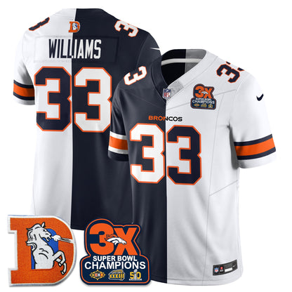 DEN 3-Time Champions Patch Throwback Vapor Limited Split Jersey - All Stitched