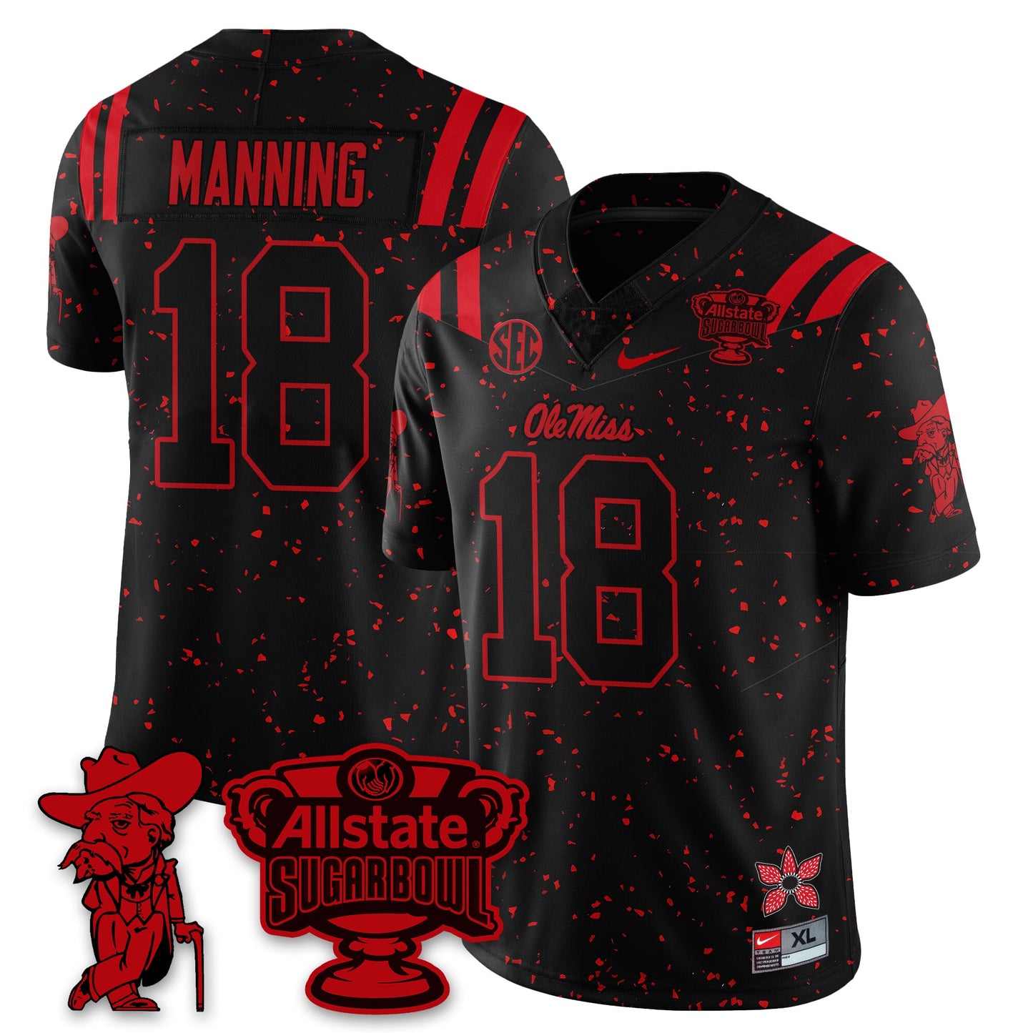 OMR 2025 Sugar Bowl 'Stranger Things Edition' Vapor Limited Football Jersey - All Stitched