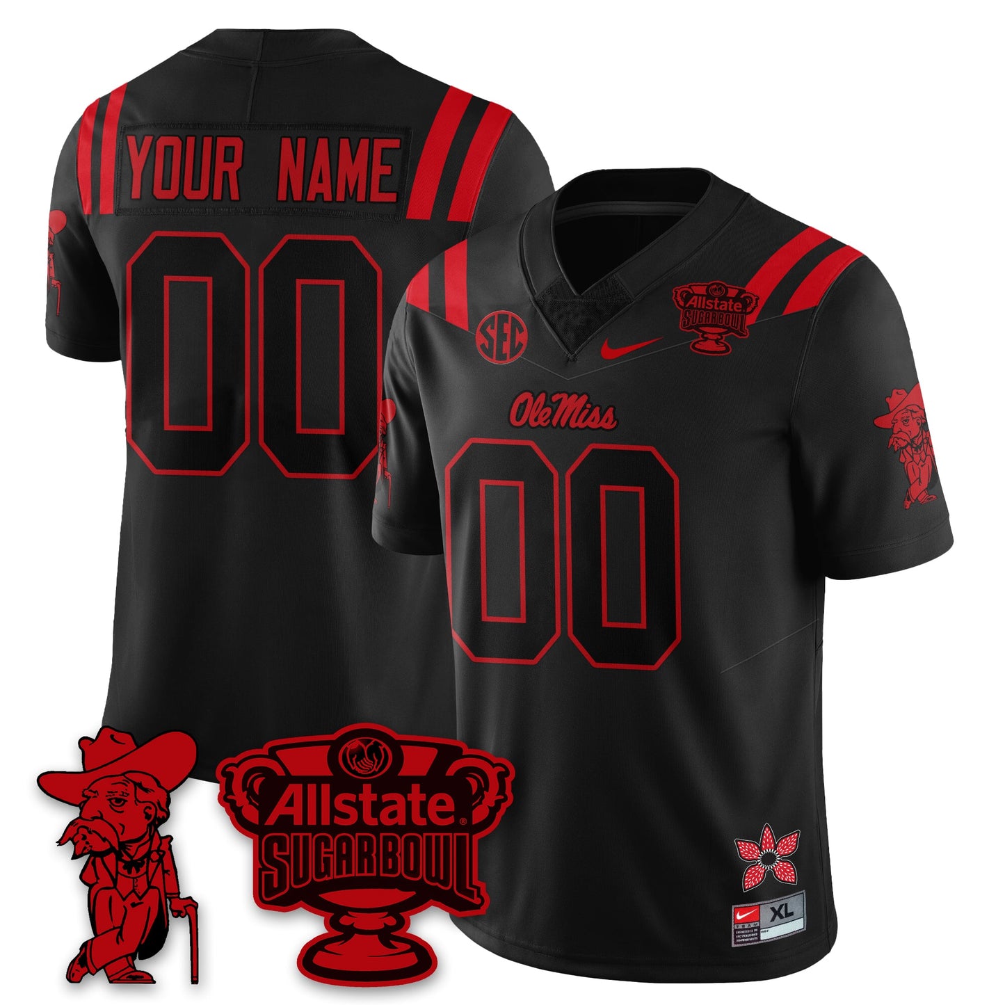 Custom OMR 2025 Sugar Bowl 'Stranger Things Edition' Vapor Limited Football Jersey - All Stitched