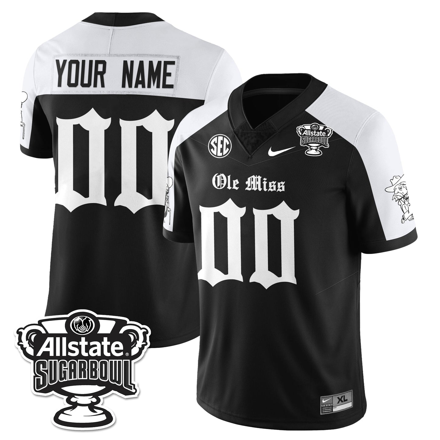 Custom OMR 2025 Sugar Bowl Gothic Vapor Limited Football Jersey - All Stitched