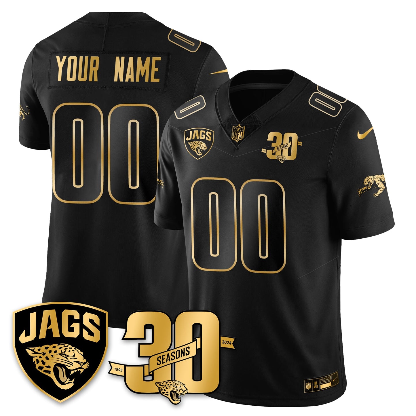 Custom DET 30th Season Patch Throwback Gold Vapor Limited Jersey - All Stitched