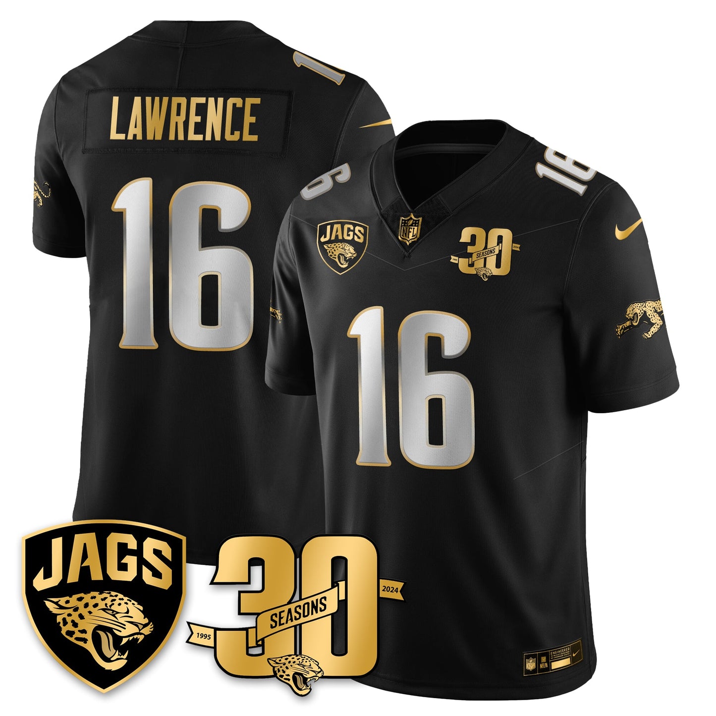 DET 30th Season Patch Throwback Gold Vapor Limited Jersey - All Stitched