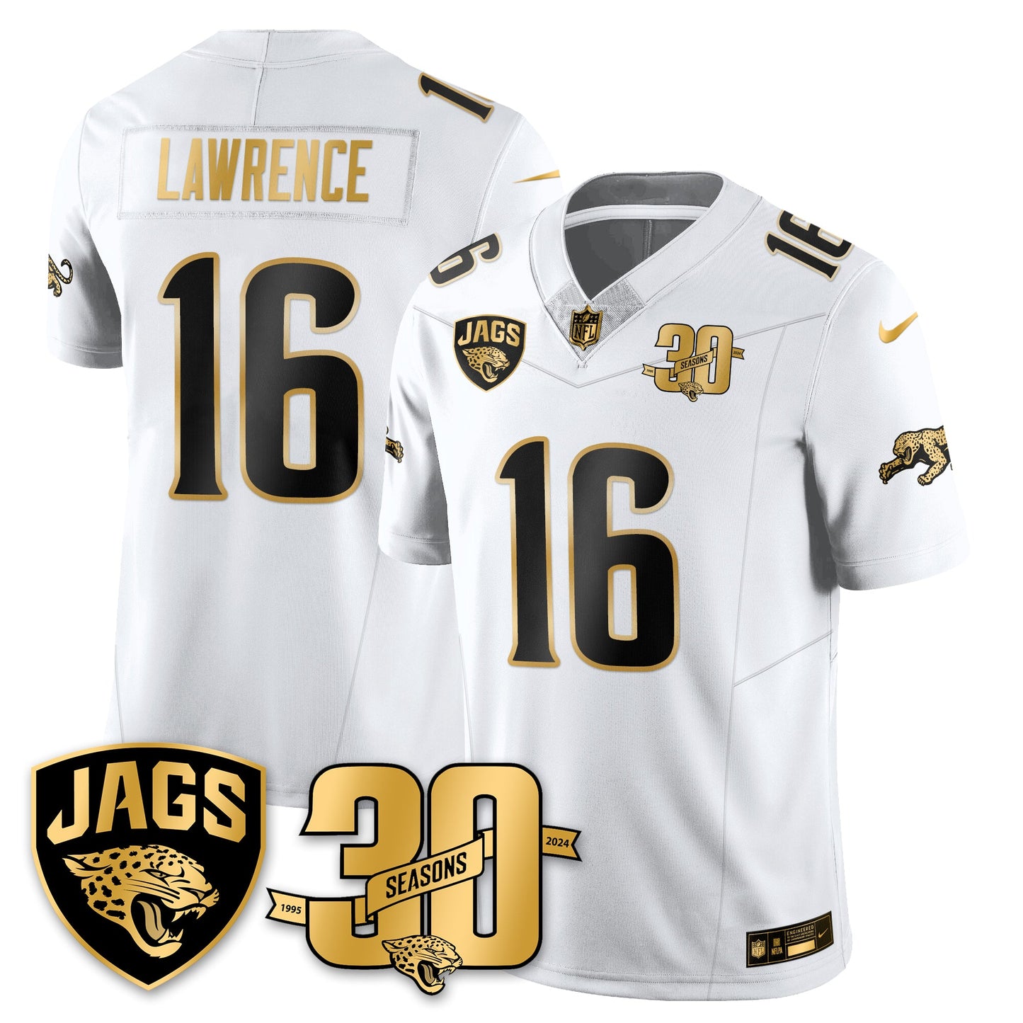 DET 30th Season Patch Throwback Gold Vapor Limited Jersey - All Stitched