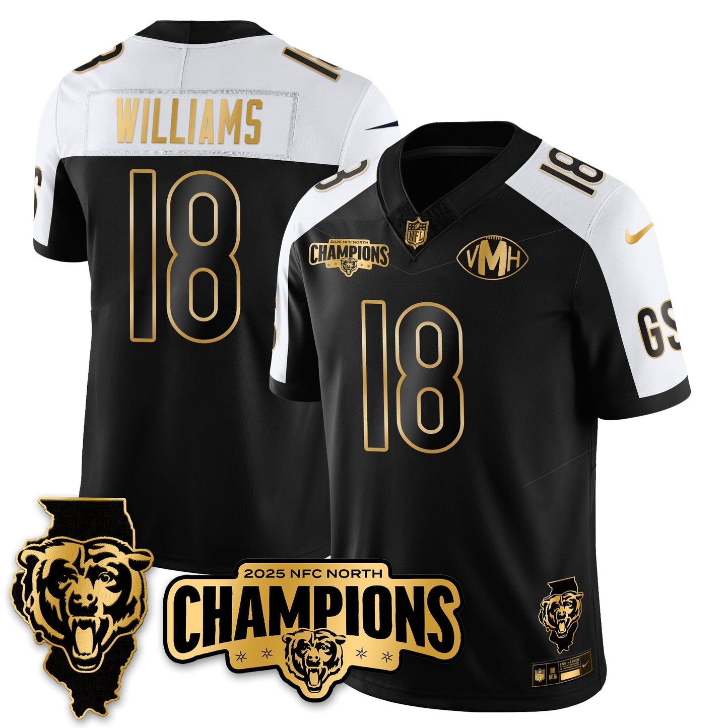 CHI NFC North Division Champions Vapor Limited Gold Jersey - All Stitched