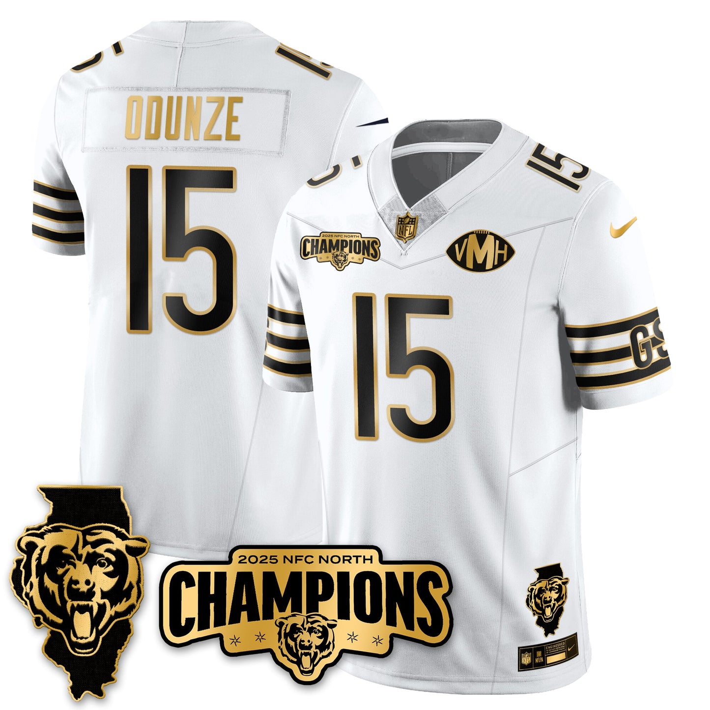 CHI NFC North Division Champions Vapor Limited Gold Jersey - All Stitched