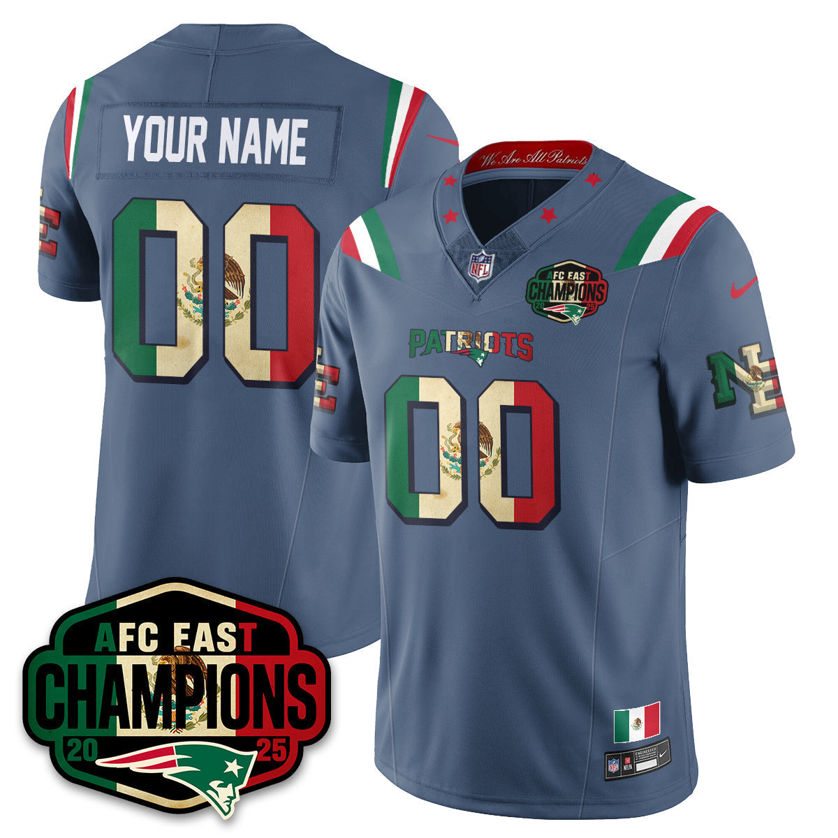 Custom NE Mexico AFC East Division Champions Vapor Limited Jersey - All Stitched