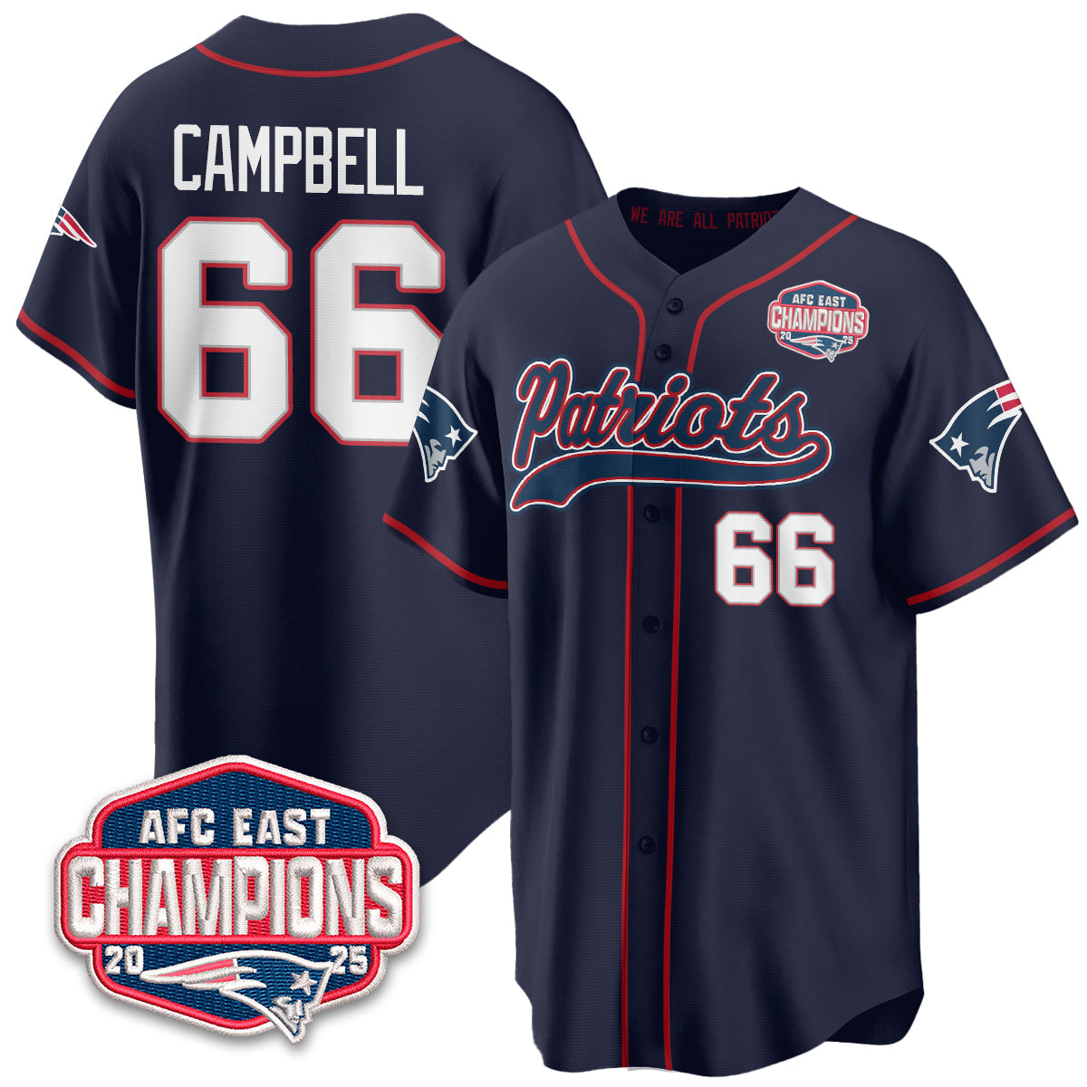 NE AFC East Division Champions Vapor Limited Baseball Jersey - All Stitched