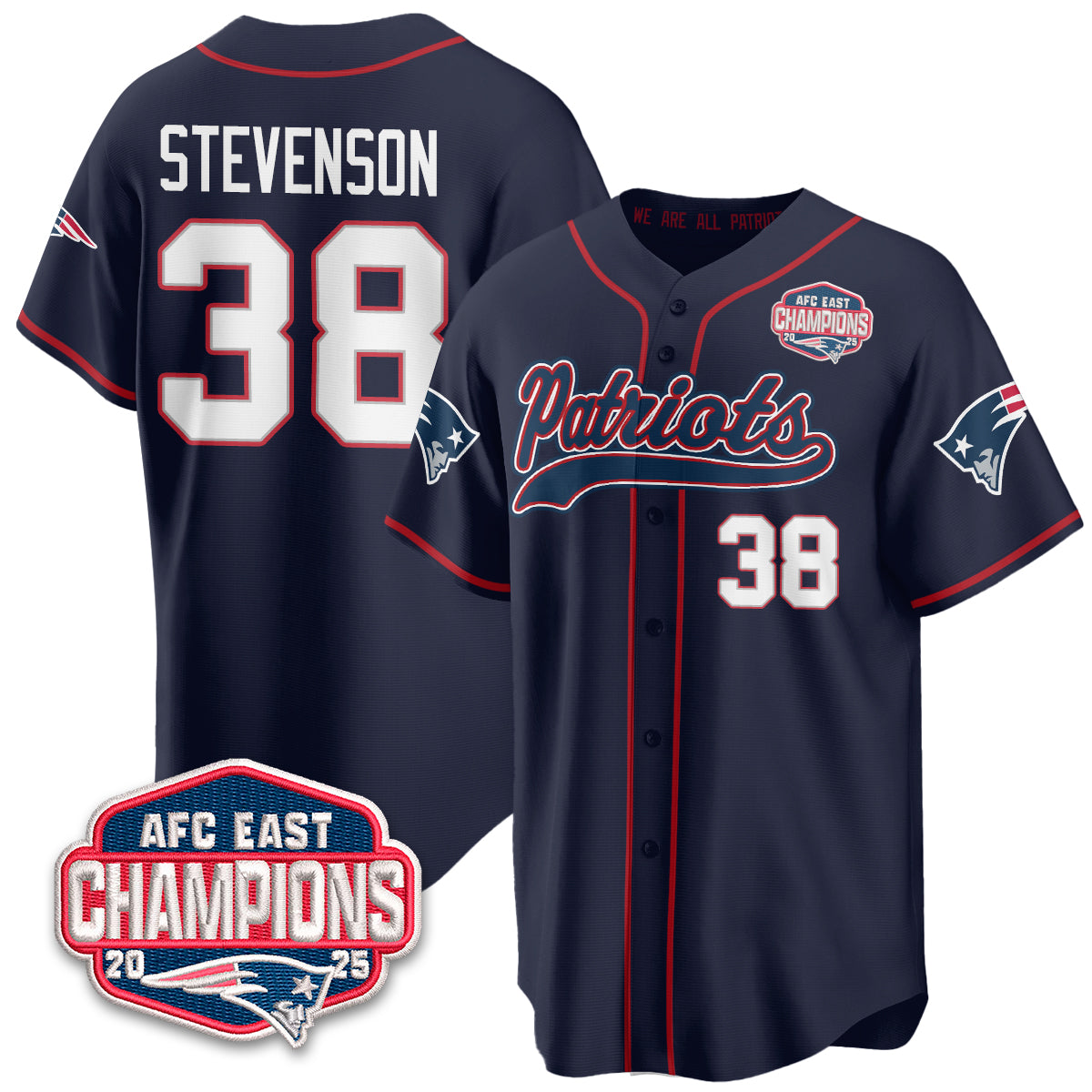 NE AFC East Division Champions Vapor Limited Baseball Jersey - All Stitched