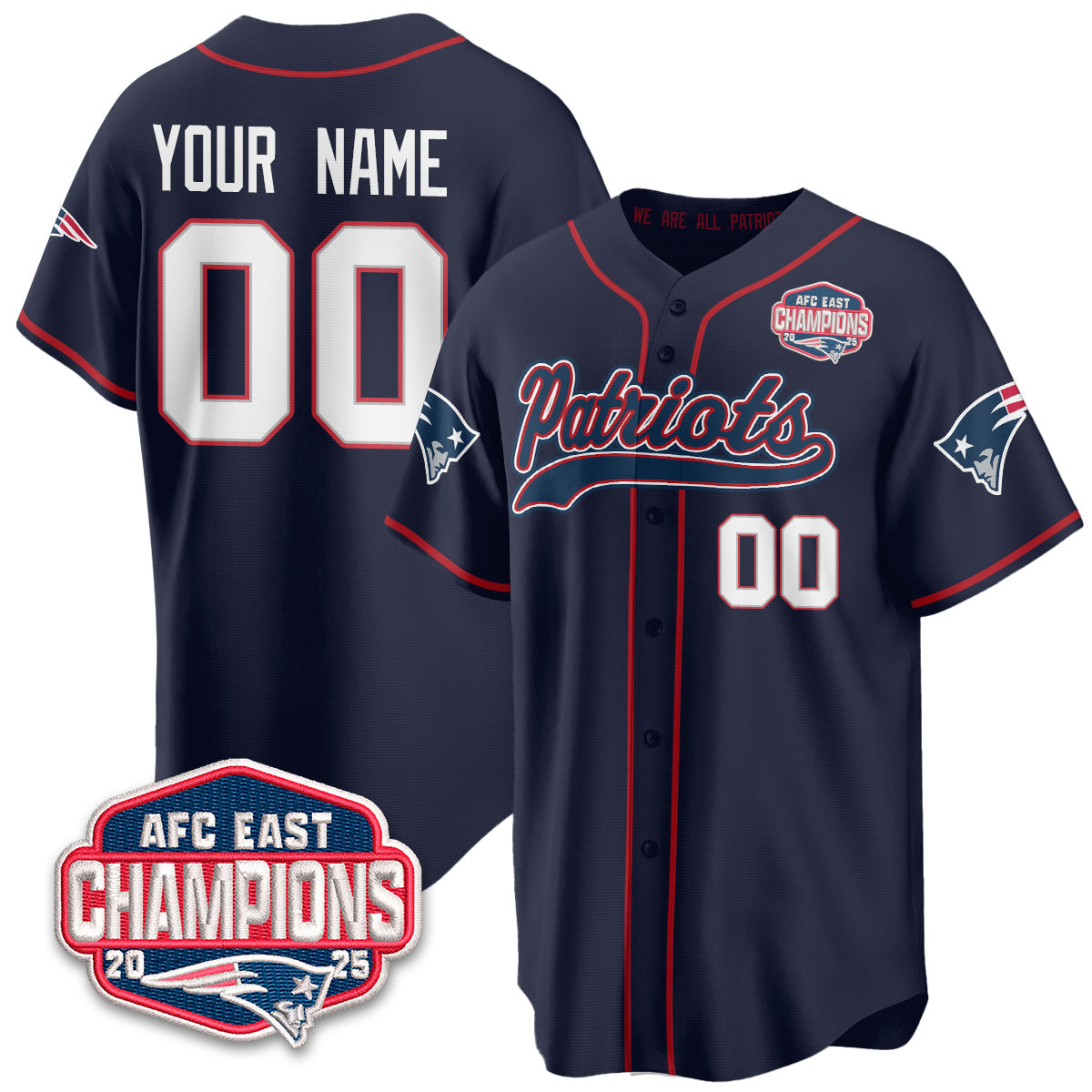 NE AFC East Division Champions Vapor Limited Baseball Jersey - All Stitched
