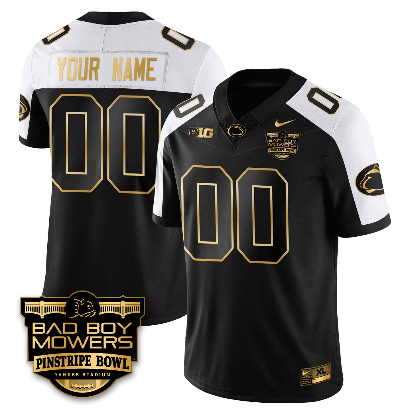 PSU Football Pinstripe Bowl Gold Jersey - All Stitched