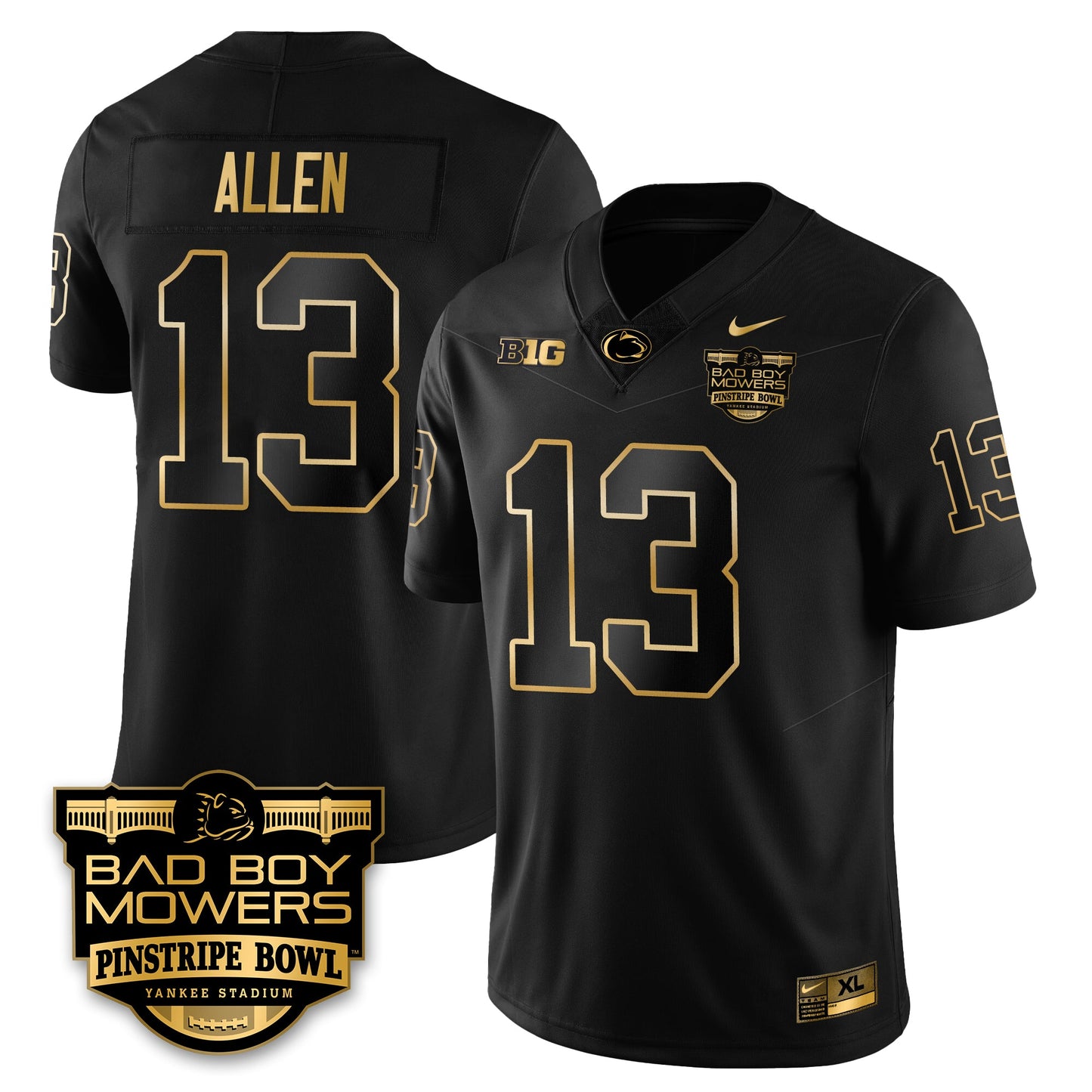 PSU Football Pinstripe Bowl Gold Jersey - All Stitched