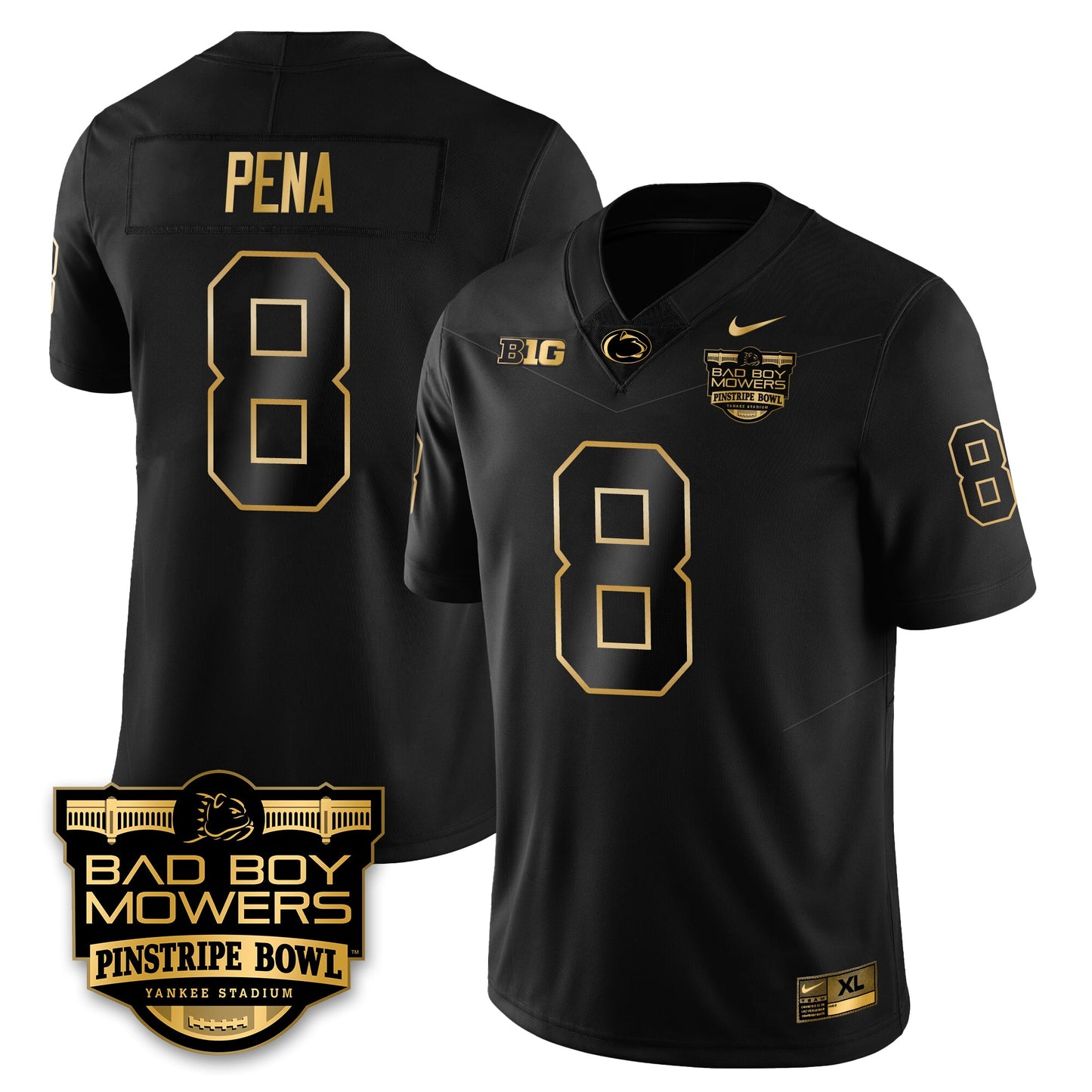 PSU Football Pinstripe Bowl Gold Jersey - All Stitched