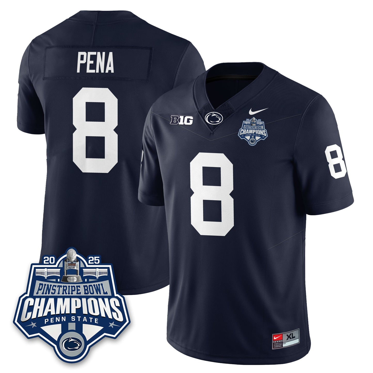 PSU Football 2025 Pinstripe Bowl Champions Jersey - All Stitched