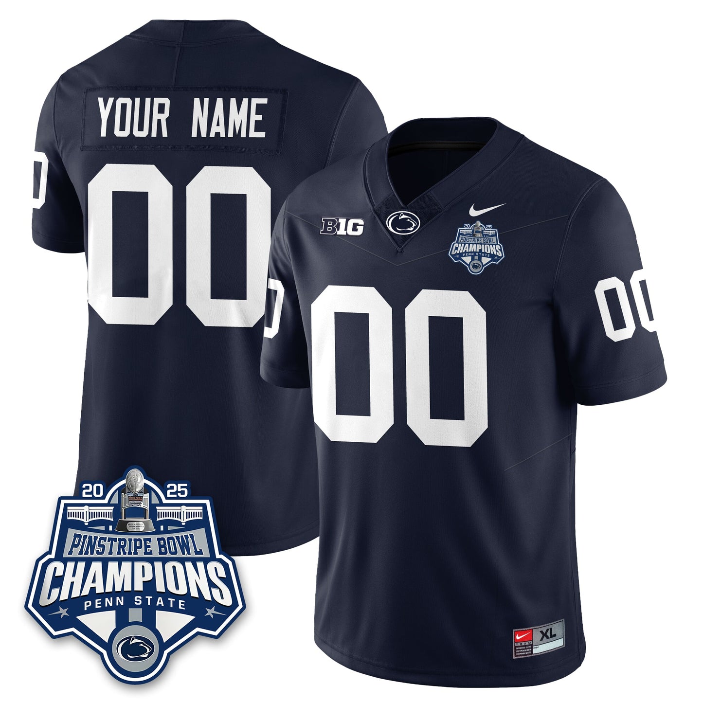 PSU Football 2025 Pinstripe Bowl Champions Jersey - All Stitched