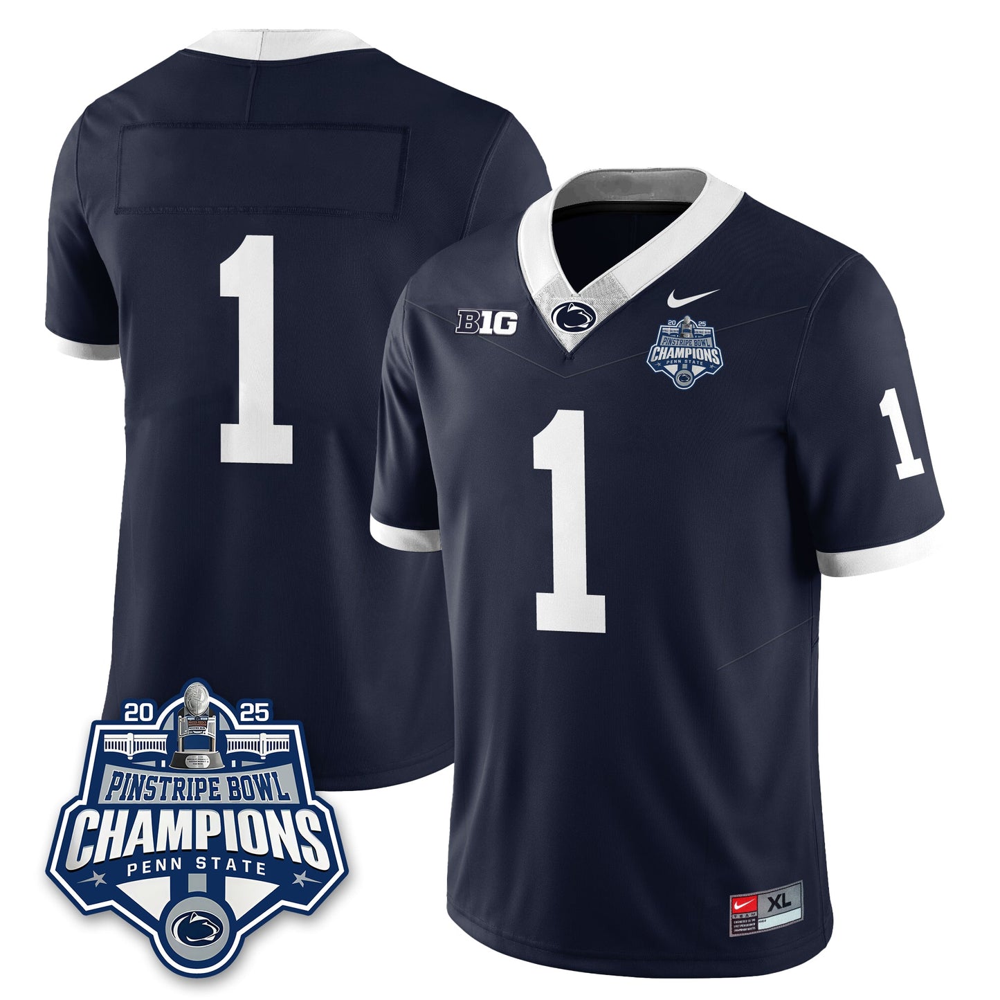 PSU Football 2025 Pinstripe Bowl Champions Jersey - All Stitched