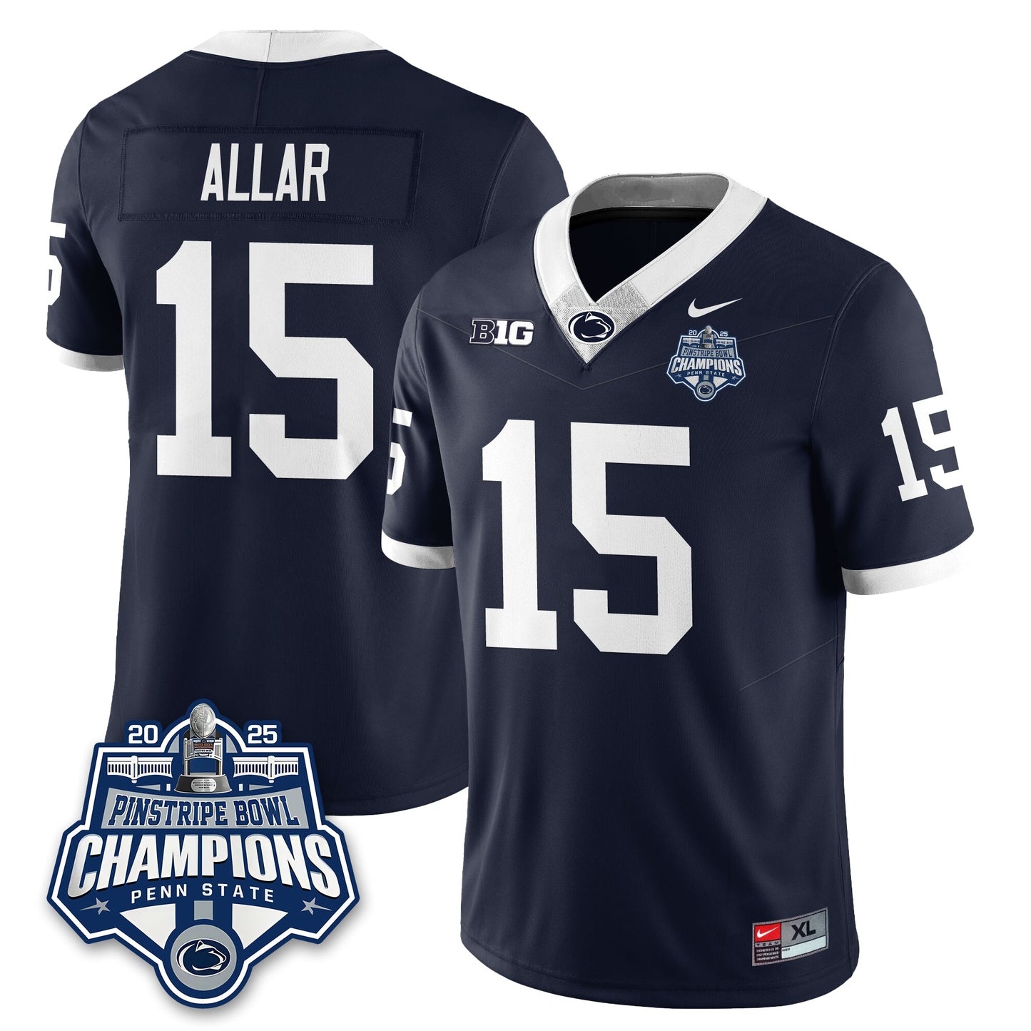 PSU Football 2025 Pinstripe Bowl Champions Jersey - All Stitched