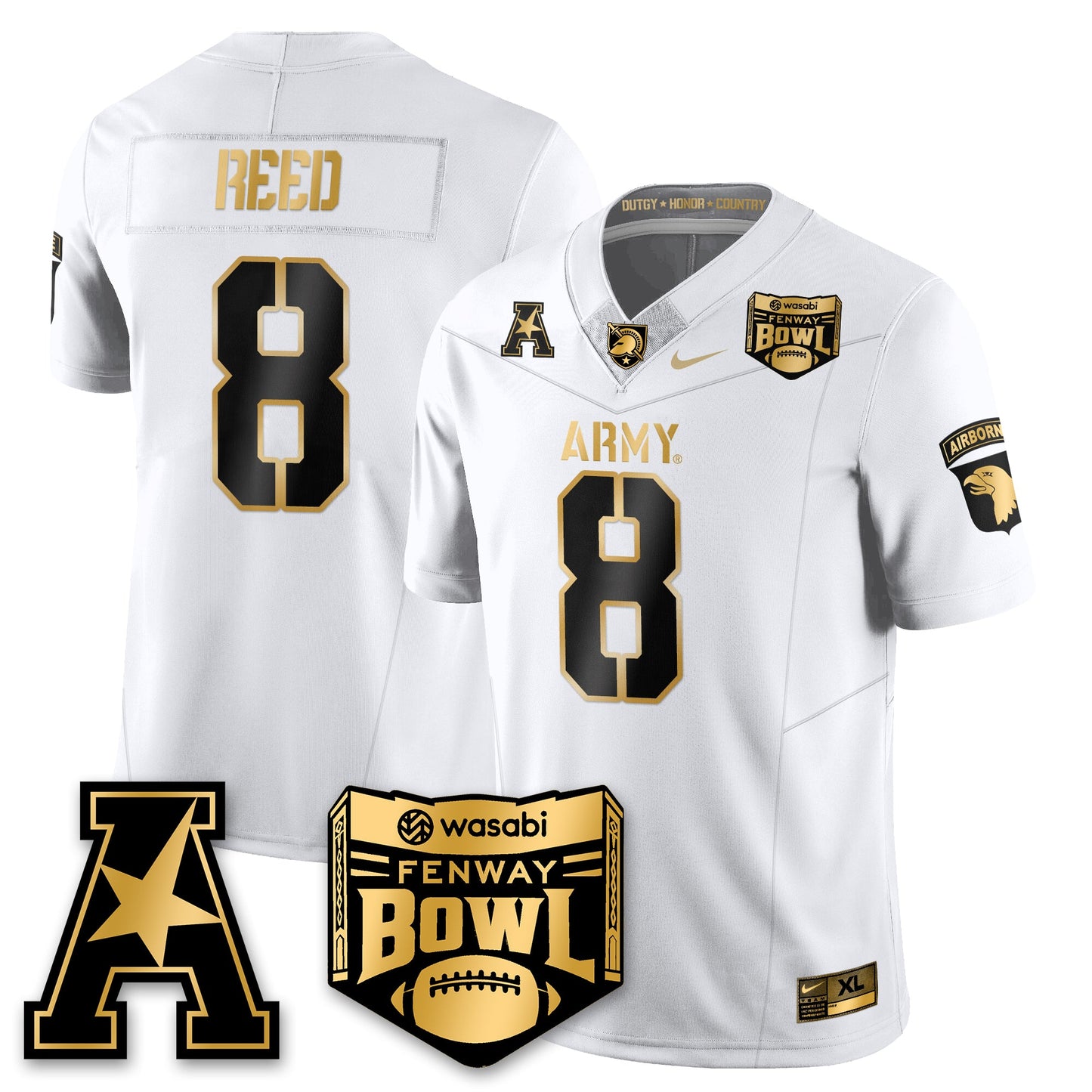 Army Black Knights Football 2025 Fenway Bowl Gold Jersey - All Stitched