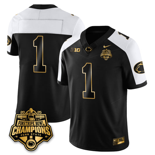 PSU Football 2025 Pinstripe Bowl Champions Gold Jersey - All Stitched
