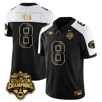 PSU Football 2025 Pinstripe Bowl Champions Gold Jersey - All Stitched