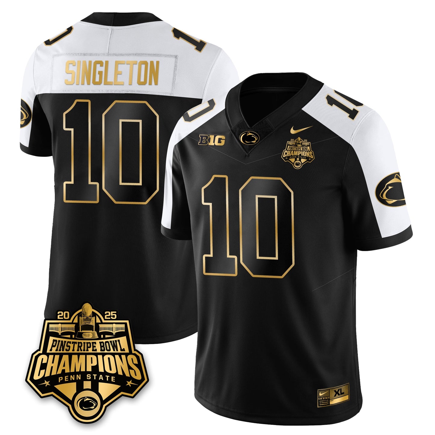 PSU Football 2025 Pinstripe Bowl Champions Gold Jersey - All Stitched