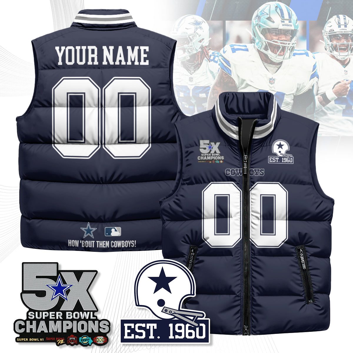 DAL 5-Time Champions Unisex Puffer Vest