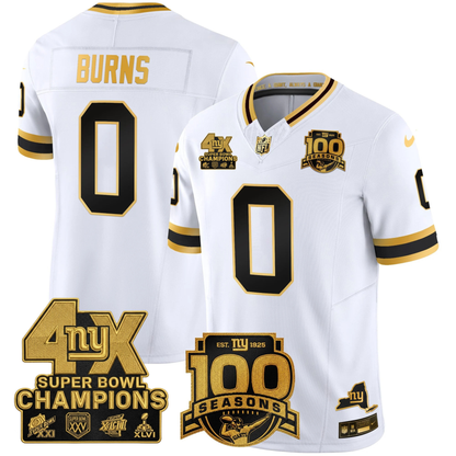 NYG 4X Champions & 100th Season Patch Vapor Limited Jersey - Stitched
