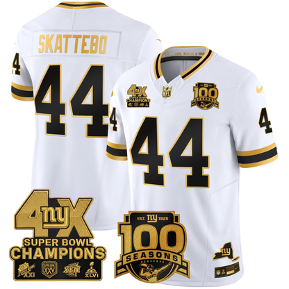 NYG 4X Champions & 100th Season Patch Vapor Limited Jersey - Stitched