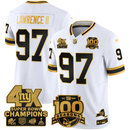 NYG 4X Champions & 100th Season Patch Vapor Limited Jersey - Stitched
