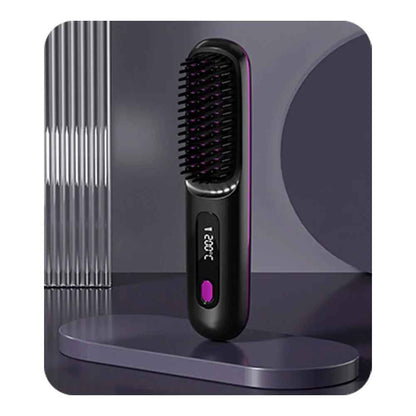 Wireless LCD Rechargeable Ceramic Heating Straight Hair Comb