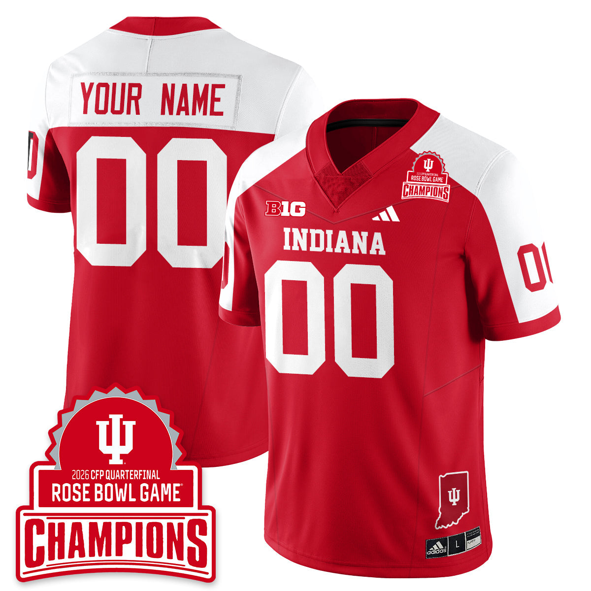 Custom Indiana H Vapor Limited Football Jersey - Rose Bowl Champions - All Stitched