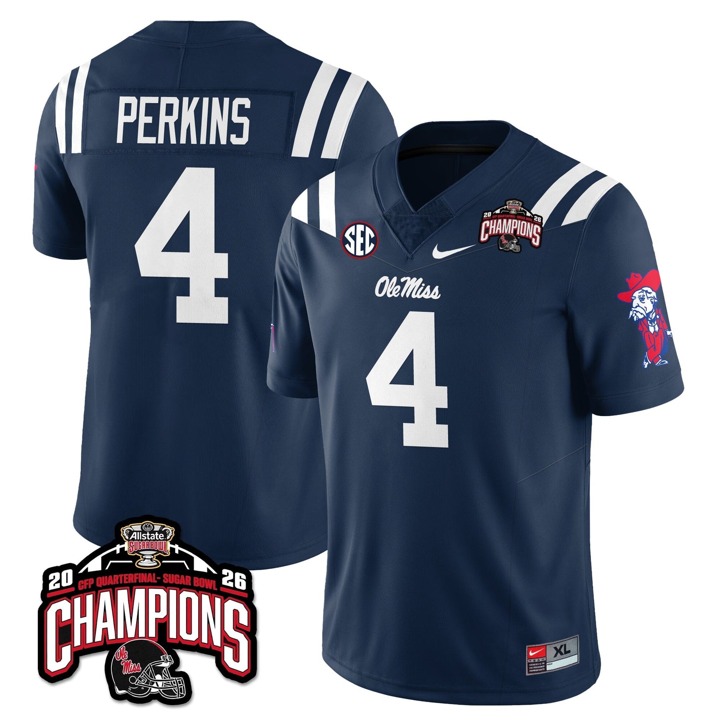 Ole Miss Football Vapor Limited Jersey - Allstate Sugar Bowl Champions - All Stitched