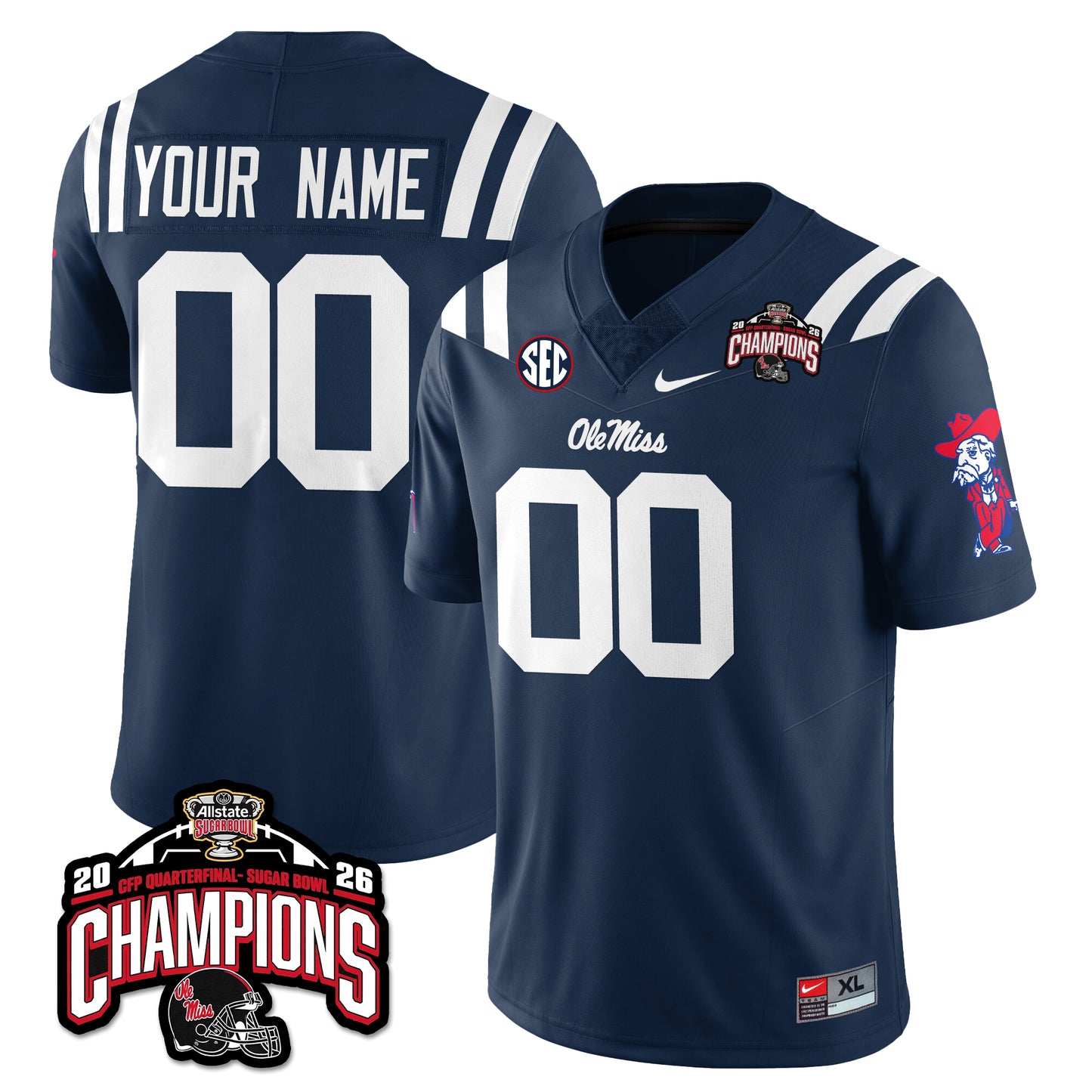 Custom OM Football Vapor Limited Jersey - Allstate Sugar Bowl Champions - All Stitched