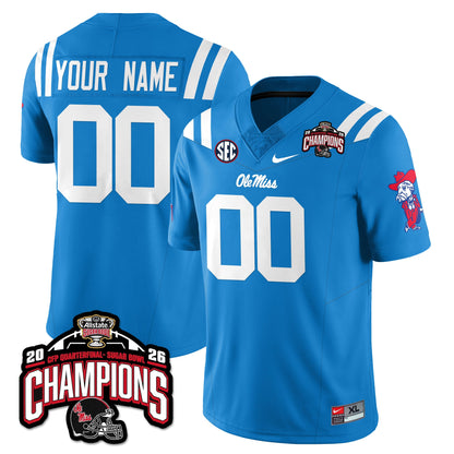 Custom Ole Miss Football Vapor Limited Jersey - Allstate Sugar Bowl Champions - All Stitched